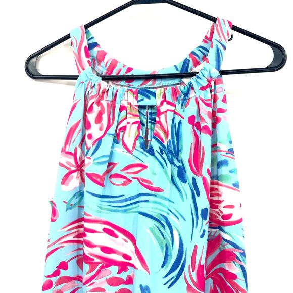 Aryeh Size Medium Dress Blue Pink Sleeveless Maxi Stretch Summer Beach‎ Pool - Picture 3 of 5